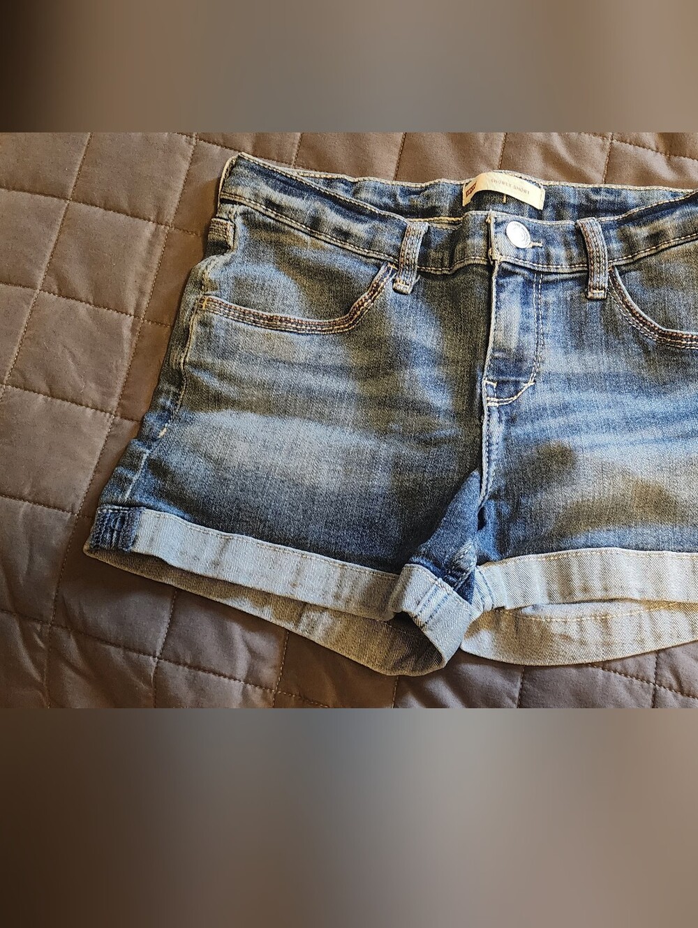 Levi's Blue Denim Rolled-Hem Kids Shorts